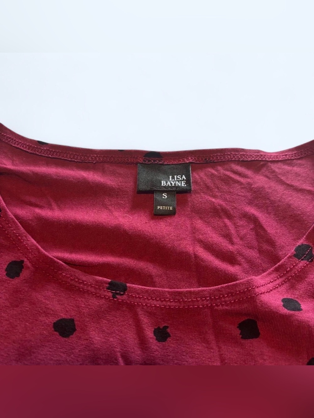 Lisa Bayne Tunic Shirt PS Petite Small Asymmetrical Hem Lagenlook Polka Dot - Picture 4 of 5